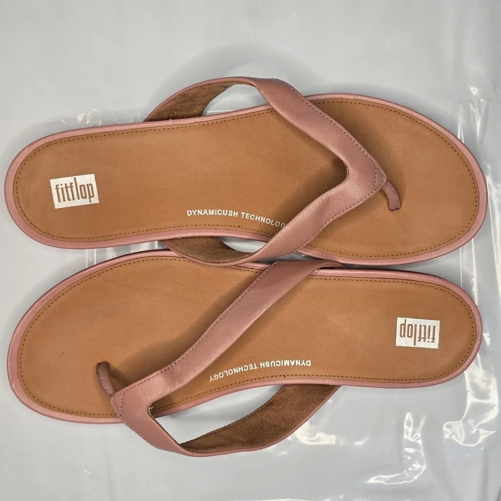 FitFlop | Gracie Leather Flip-Flop With Dynamicush Technology In Warm Rose NWOT! - Picture 2 of 13